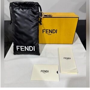 Fendi Black Satin Pouch with Yellow Box for sunglasses